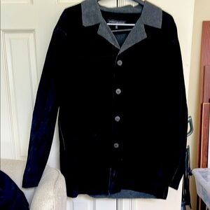 Jhane Barnes Midnight Black and Charcoal Shirt Jacket